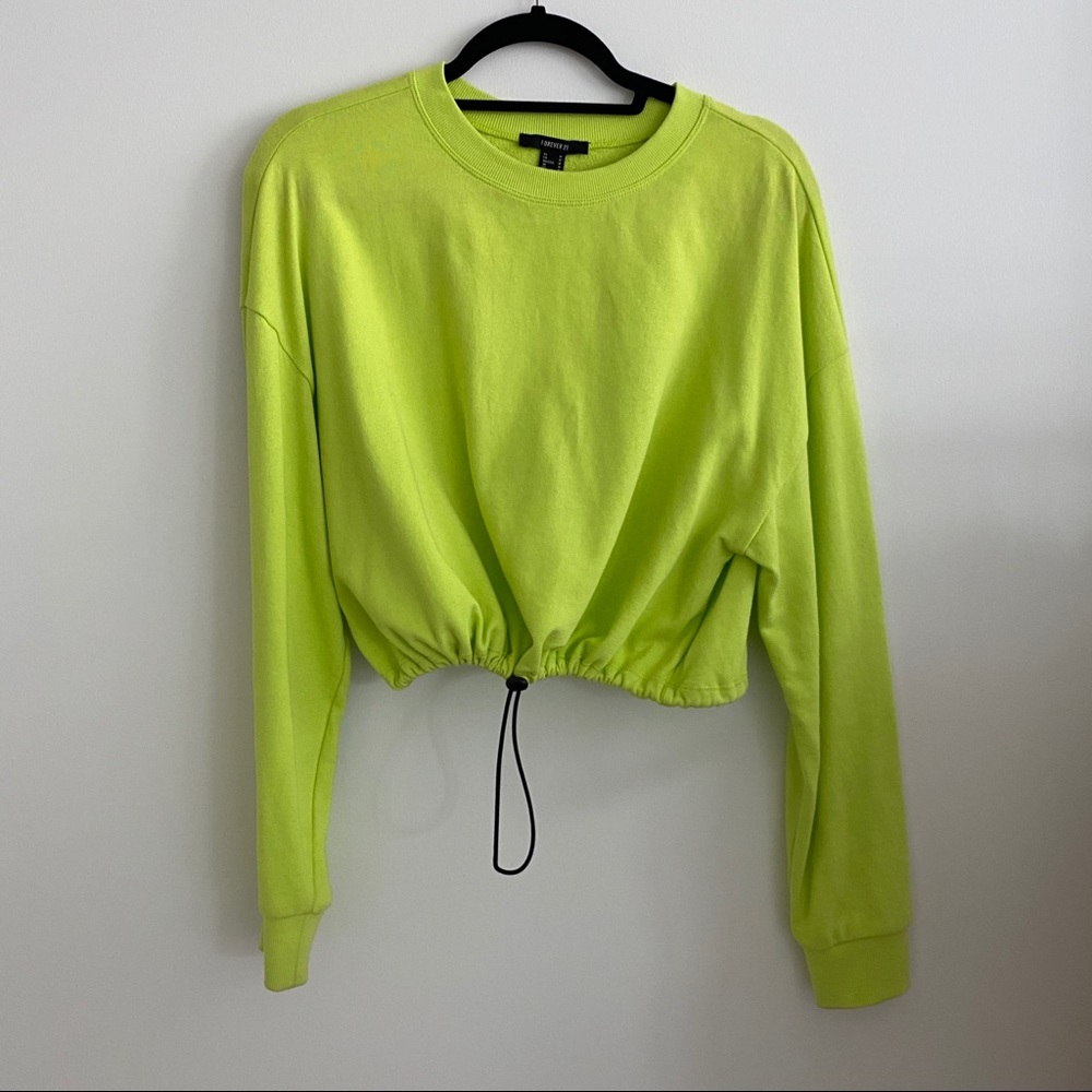 Neon Green Cropped Sweatshirt
